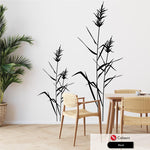 Reed grass wall decal in black
