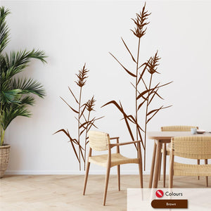 Reed grass wall decal in brown