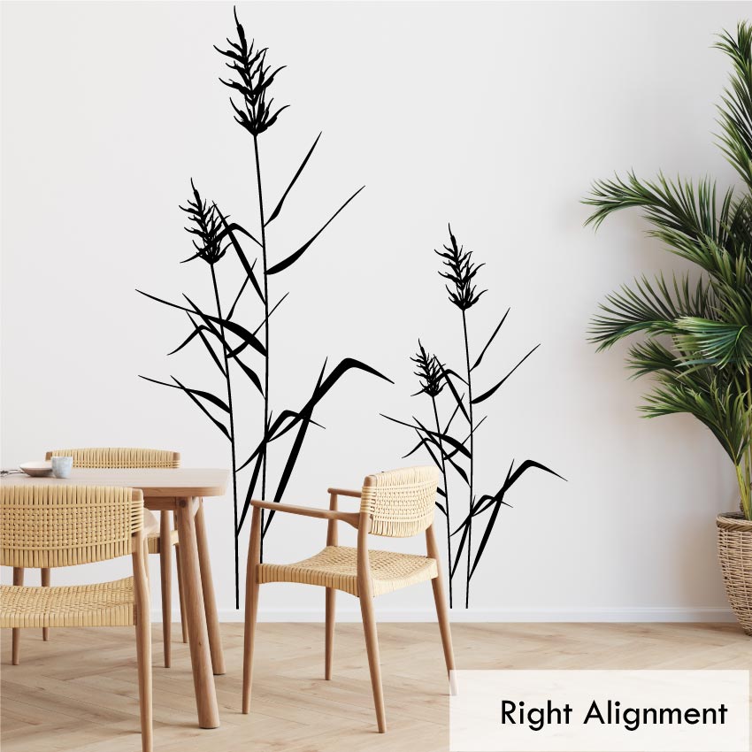 
            
                Load image into Gallery viewer, Reed grass wall decal in black right alignment layout
            
        
