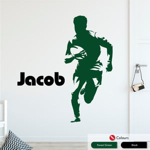
            
                Load image into Gallery viewer, Rugby Personalised Bedroom Wall Art Sticker Forest Green &amp;amp; Black
            
        