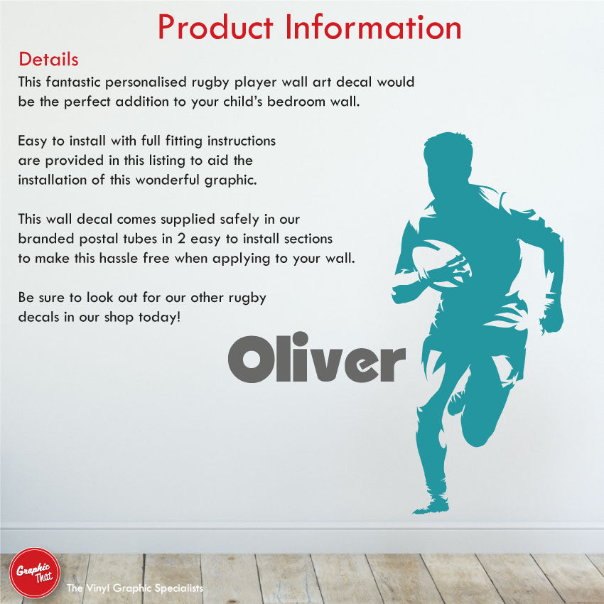 Wall Designer | Personalised Name Boys Girls Wall Art Sticker - Tennis