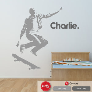 Skateboarding Personalised Wall Sticker