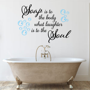 
            
                Load image into Gallery viewer, Soap is to the body bathroom wall sticker quote black and baby blue
            
        
