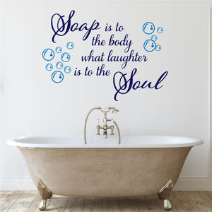 Soap is to the body bathroom wall sticker quote navy & azure blue