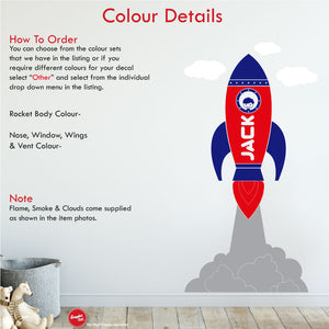 
            
                Load image into Gallery viewer, Space rocket personalised nursery wall sticker colour details
            
        