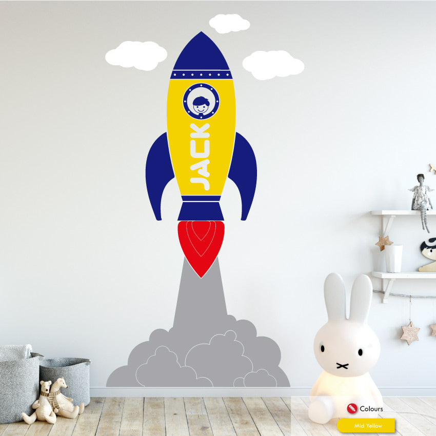 Sticker Roki Rocket Personalised Space Rocket Wall Sticker – Graphic That