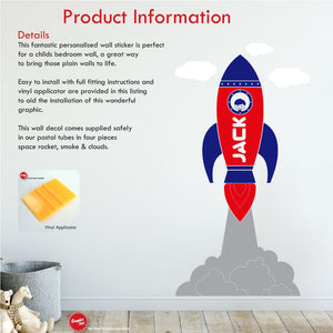 
            
                Load image into Gallery viewer, Space rocket personalised nursery wall sticker product information
            
        