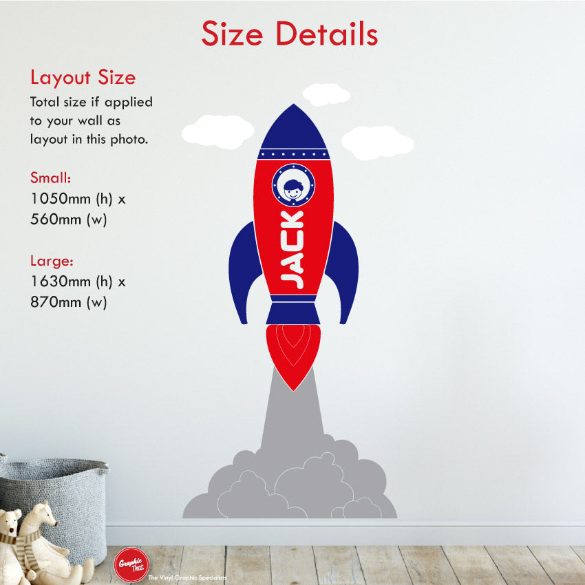 Personalised Space Rocket Wall Sticker – Graphic That