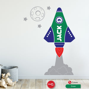 
            
                Load image into Gallery viewer, Space Rocket Personalised Nursery Wall Art Sticker
            
        