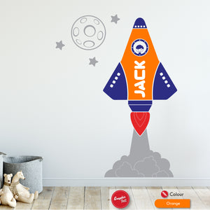 
            
                Load image into Gallery viewer, Space Rocket Personalised Nursery Wall Art Sticker
            
        