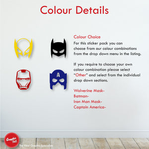
            
                Load image into Gallery viewer, Superhero Masks Wall Decal Sticker Set
            
        