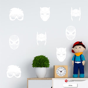 Superhero Masks Wall Art Decal Sticker Set