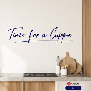 Time for a cuppa kitchen wall art quote navy