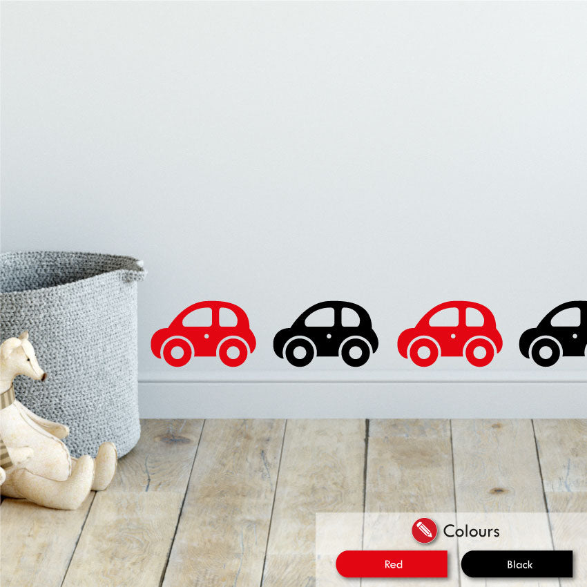 
            
                Load image into Gallery viewer, Toy Car Nursery Wall Stickers Black and Red
            
        