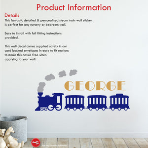 
            
                Load image into Gallery viewer, Steam Train Personalised Wall Art Sticker
            
        