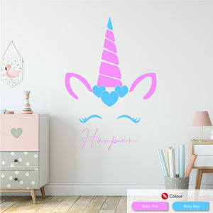 
            
                Load image into Gallery viewer, unicorn personalised wall sticker baby pink baby blue
            
        
