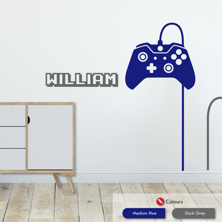 
            
                Load image into Gallery viewer, XBOX One Personalised Wall Sticker medium blue dark grey
            
        