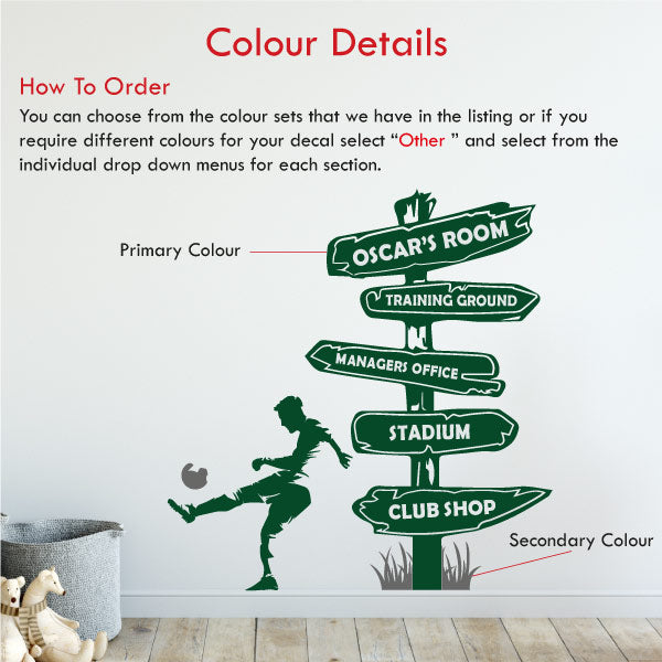 Signpost Stickers Football Signpost Personalised Wall Decal – Graphic That
